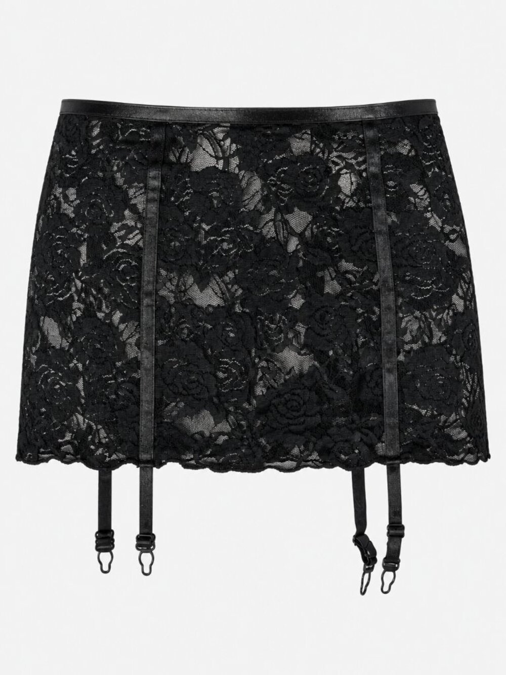 Starline Lace Garter Belt Black Floral Lace S/M